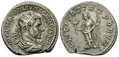 Macrinus AR Antoninianus, Felicitas reverse Macrinus (217-218 AD). AR Antoninianus (22 mm, 5.03 g), Rome, spring-summer 217. Obv. IMP C M OPEL SEV MACRINVS AVG, Radiate and cuirassed bust to right. Re