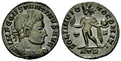 Constantine I 'the Great' AE Nummus, Treveri Constantine I 'the Great' (306-337 AD). AE Nummus (19 mm, 3.15 g), Treveri, 316. Obv. IMP CONSTANTINVS AVG, Laureate and cuirassed bust to right. Rev. SOLI