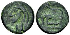 Ancient Coins Cantii AE Cast potin unit, 1st century BC Celtic, Britain. Cantii. AE Cast potin unit (17 mm, 2.14 g), 1st century BC. Obv. Celticized head to left. Rev. Bull charging to left. Van Arsde