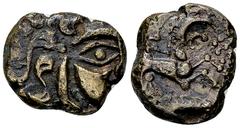 Ancient Coins Baiocassi debased AE Stater, 2nd-1st century BC Celtic Gaul. Baiocassi. Debased AE Stater (18 mm, 6.44 g), 2nd-1st century BC, 'au sanglier' type. Obv. Celticized male head to right, sur