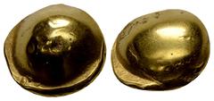 Ancient Coins Senones AV Stater, c. 100-60 BC Celtic Gaul. Senones. AV Stater (12-13 mm, 7.16 g), c. 100-60 BC. Obv. Cross at the center of a plain globule with a prominent rim. Rev. Plain convex surf