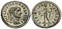 Diocletianus Follis, Ticinum mint Diocletianus (284-305 AD). AE Follis (28-29 mm, 9.64 g), Ticinum (Pavia), c. 296-297 AD. Obv. IMP C DIOCLETIANVS P F AVG, Laureate head right. Rev. GENIO POPVLI ROMAN
