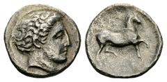 Phalanna AR Hemidrachm, mid 4th Century BC Phalanna, Thessaly. AR Hemidrachm (16 mm, 2.10 g), c. 370-330 BC. Obv. Young male head right. Rev. ΦΑΛΑΝΝΑΙΩN, horse prancing right. BCD Thessaly 1251. About