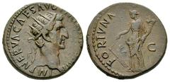 Nerva AE Dupondius, Fortuna reverse Nerva (96-98 AD). AE Dupondius (26 mm, 12.20 g), Roma (Rome), 97 AD. Obv. IMP NERVA CAES AVG P M TR P COS III P P, radiate head right. Rev. FORTVNA AVGVST / S - C, 