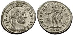 Galerius Follis, Treveri (Trier) mint Galerius as Caesar (293-305 AD). AE Follis (27-28 mm, 11.07 g), Treveri (Trier) c. 302/303 AD. Obv. MAXIMIANVS NOB CAES, Laureate and cuirassed bust right. Rev. G
