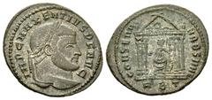 Maxentius AE Follis, RIC VI Rome 210 Maxentius (307-312 AD). AE silvered Follis (23-27 mm, 6.12 g), Roma (Rome), c. 308-310 AD. Obv. IMP MAXENTIVS P F AVG, laureate head right. Rev. CONSERV VRB SVAE, 