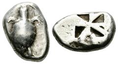 Aegina AR Stater, c. 525-475 BC Aegina. AR Stater (16-23 mm, 11.95 g), c. 525-475 BC. Obv. Sea-turtle. Rev. Incuse windmill pattern. SNG Cop. 502; HGC 6, 429. Oval flan. Minor obverse scratch, otherwi