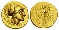 Alexander III AV Stater, Amphipolis Kings of Macedon. Alexander III "the Great" (336-323 BC). AV Stater (19 mm, 8.59 g), c. 315-300 BC, Amphipolis. Obv. Head of Athena wearing Corinthian helmet to rig