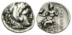 Alexander III. "the Great" AR Drachm, Sardis Kings of Macedon. Alexander III. "the Great" (336-323 BC). AR Drachm (17 mm, 4.28 g), Sardis, c. 323-317 BC. Obv. Head of Herakles right, wearing lion's sk