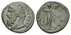 Philadelphia AE20, 2nd Century AD Philadelphia, Lydia. Pseudo-autonomous AE20 (3.80 g), 2nd Century AD. Obv. ZEVC KOPYΦAIOC, diademed head of Zeus left. Rev. ΦIΛAΔЄΛΦЄΩN, Aphrodite standing right, hol