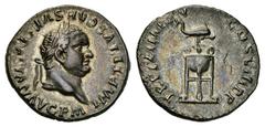 Titus AR Denarius, 80 AD Titus (79-81 AD). AR Denarius (19 mm, 2.50 g), Roma (Rome), 80 AD. Obv. IMP TITVS CAES VESPASIAN AVG P M, laureate head right. Rev. TR P IX IMP XV COS VIII PP, tripod with fil