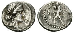 Iulius Caesar AR Denarius, Aeneas reverse Iulius Caesar (+ 44 BC). AR Denarius (18 mm, 4.02 g), uncertain Asia Minor mint, 48-47 BC. Obv. Diademed head of Venus right. Rev. CAESAR, Aeneas advancing le