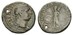 Vitellius AR Denarius, Victory reverse Vitellius (69 AD). AR Denarius (17 mm, 3.27 g), Lugdunum (Lyon). Obv. A VITELLIVS IMP GERMAN, laureate head right. Rev. VICTORIA AVGVSTI, Victory flying left, ho