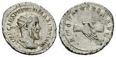 Pupienus AR Antoninianus, clasped hands Pupienus (238 AD). AR Antoninianus (23-24 mm, 5.00 g), Roma (Rome). Obv. IMP CAES PVPIEN MAXIMVS AVG, radiate, draped and cuirassed bust right. Rev. AMOR MVTVVS