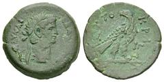 Claudius AE Diobol, Alexandria Claudius (41-54 AD). AE Diobol (25 mm, 11.95 g), Alexandria, Egypt. RY 13 = 52-53 AD. Obv. TI KΛAΥ KAI CEBAC GEΡMA, laureate head right. Rev. AΥTO-KΡA, eagle standing ri