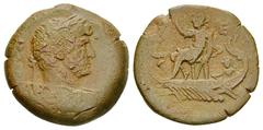 Hadrianus AE Diobol, Alexandria Hadrianus (117-138 AD). AE Diobol (23 mm, 7.06 g), Alexandria (Egypt), RY 15 = 130-131 AD. Obv.  AYT KAI TPAI AΔPIA CEB, laureate, draped and cuirassed bust right, seen
