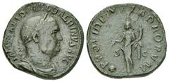 Balbinus AE Sestertius, Providentia reverse Balbinus (238). AE Sestertius (30 mm, 19.40 g), Roma (Rome). Obv. IMP CAES D CAEL BALBINVS AVG, laureate, draped and cuirassed bust right. Rev. PROVIDENTIA 