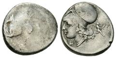 Corinth AR Stater, c. 300 BC Corinth, Corinthia. AR Stater (21 mm, 8.41 g), c. 300 BC. Obv. Pegasos flying left, Ϙ below. Rev. Head of Athena left, wearing laureate corinthian helmet; behind, I and Ar