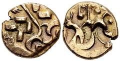Corieltauvi AV Stater Celtic Britain. Corieltauvi tribe. Uninscribed. Debased AV Stater (18 mm, 5.54 g), c. 40-10 BC. South Ferriby Snakes Type. Obv. Wreath motif with brick-like leaves facing inwards