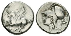 Corinth AR Stater, c. 300 BC Corinth, Corinthia. AR Stater (21 mm, 8.47 g), c. 300 BC. Obv. Pegasos flying left, Ϙ below. Rev. Head of Athena left, wearing laureate corinthian helmet; behind, chimera 