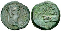 Claudius AE Diobol, Alexandria Claudius (41-54 AD). AE Diobol (21 mm, 4.54 g), Alexandria, Egypt, 50-51 AD. Obv. TI KΛAΥΔ KAI ΣEBAΣ ΓEΡM, laureate head of Claudius to right. Rev. AΥT-OKΡA / L-IA, hand