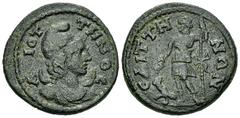 Saitta AE22, 3rd Century AD Saitta, Lydia. Pseudo-autonomous AE22 (6.32 g), 3rd Century AD. Obv. AZIOTHNOC, bust of Mên Aziottenos on crescent right, wearing Phrygian cap. Rev. CAITTHNΩN, Dionysos sta