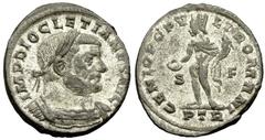 Diocletianus Follis, Treveri mint Diocletianus (284-305 AD). AE Follis (10.09 g, 25-28 mm), Treveri (Trier), 301-1 May 305 AD. Obv. IMP DIOCLETIANVS AVG, Laureate and cuirassed bust right. Rev. GENIO 