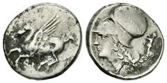 Corinth AR Stater, c. 300 BC Corinth, Corinthia. AR Stater (20-22 mm, 8.11 g), c. 300 BC. Obv. Pegasos flying left, Ϙ below. Rev. Head of Athena left, wearing corinthian helmet; behind, Nike advancing