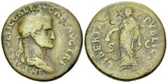 Galba AE Sestertius Galba (68-69 AD). AE Sestertius (34 mm, 25.18 g), Rome, circa late summer 68. Obv. IMP SER SVLP GALBA CAES AVG TR P, Laureate and draped bust right. Rev. LIBERTAS PUBLICA Libertas 
