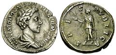 Commodus AR Denarius, Spes reverse Commodus, as Caesar (166-176 AD). AR Denarius (18 mm, 3.35 g), Roma (Rome), 175-176 AD. Obv. COMMODO CAES AVG FIL GERM SARM, bare-headed, draped, and cuirassed bust 