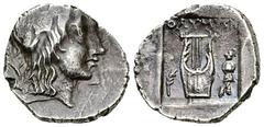 Olympos AR Hemidrachm Olympos, Lycia. Pseudo-League Coinage. AR Hemidrachm (16 mm, 2.50 g), c. 167-81 BC. Obv. Laureate head of Apollo right. Rev. OΛYMΠ, Lyre; palm branch and trophy in field. Troxell