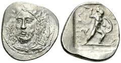 Perikles AR Stater Dynasts of Lycia. Perikles (c. 380-360 BC). AR Stater (25 mm, 9.74 g), Antipellos mint. Obv. Laureate head of Perikles facing slightly left, drapery around neck; on right, dolphin d