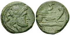 Anonymous AE Semis, after 211 BC Anonymous. AE Semis (23 mm, 11.31 g), Roma (Rome), after 211 BC. Obv. Laureate head of Saturn right behind, S. Rev. Prow right; above, S; below, ROMA. Crawford 56/3. T