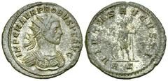 Probus AE Antoninianus, Rome Probus (276-282 AD). AE Antoninianus (23 mm, 3.92 g), Rome. Obv. IMP C M AVR PROBVS P F AVG, Radiate and cuirassed bust right. Rev. VIRTVS AVGVSTI, Soldier standing left, 