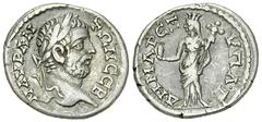 Caracalla AR Drachm, Petra Caracalla (198-217 AD). AR Drachm (19 mm, 3.11 g), Petra, Decapolis. C. 211-212. Obv. M AY ANTΩ CEB, laureate head right. Rev. ΔΗΜΑΡЄΞ YΠAΤ, Tyche, turreted, standing left, 