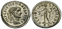 Diocletianus Follis, Ticinum mint Diocletianus (284-305 AD). AE Follis (28-29 mm, 9.64 g), Ticinum (Pavia), c. 296-297 AD. Obv. IMP C DIOCLETIANVS P F AVG, Laureate head right. Rev. GENIO POPVLI ROMAN