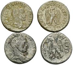 Lot of 2 AR Tetradrachms Lot of 2 AR Tetradrachms. Elagabalus and Philippus II. Fine to very fine. (2)