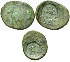 Countermarked Elis Tetrachalkon, ex BCD Elis, Peloponnesos. AE Tetrachalkon (20 mm, 3.33 g). A worn Achaean League bronze, countermarked on the reverse with a small figure of Zeus striding right, hurl