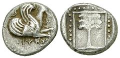 Skepsis AR Hemidrachm, c. 450-400 BC Skepsis , Troas. AR Hemidrachm (12 mm, 1.63 g), c. 450-400 BC. Obv. Forepart of Pegasos right; Σ-KH-ΨI-ON around. Rev. Palm tree in square linear and pellet border