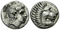 Alexander of Pherai, AR Drachm Alexander , Tyrant of Pherai (369-359 BC). AR Drachm (17 mm, 5.86 g). Obv. Head of Ennodia to right, wearing earring and necklace and with a torch on the right before he