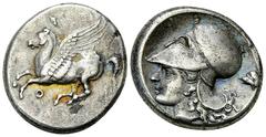 Corinth AR Stater, c. 375-300 BC Corinth , Corinthia. AR Stater (21 mm, 9.83 g), c. 375-300 BC. Obv. Pegasos flying left, Ϙ below. Rev. Head of Athena left, wearing laureate corinthian helmet; behind,