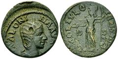 Salonina AE23, Athena reverse, Dium Salonina (253-268 AD). AE23 (8.74 g), Dium, Macedonia. Obv. SALONINA AVG, diademed and draped bust right. Rev. COL IVL DIENSIS / D – D, Athena standing left, holdin