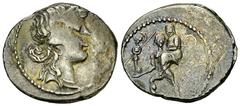 Iulius Caesar AR Denarius, Aeneas reverse Iulius Caesar (+ 44 BC). AR Denarius (18 mm, 3.85 g), uncertain Asia Minor mint, 48-47 BC. Obv. Diademed head of Venus right. Rev. CAESAR, Aeneas advancing le