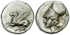 Corinth AR Stater, c. 345-307 BC Corinth , Corinthia. AR Stater (21 mm, 8.54 g), circa 345-307 BC. Obv. Ϙ Pegasus flying left with straight wings. Rev. Head of Athena to left, wearing Corinthian helme
