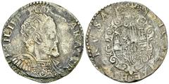 Napoli, Filippo II AR Mezzo Ducato Napoli. Filippo II di Spagna (1554-1598). AR Mezzo Ducato (34 mm, 14.05 g). Fine to very fine.