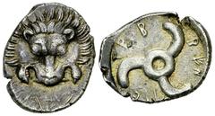 Trbbenimi, AR 1/3 Stater Dynasts of Lycia. Trbbenimi. AR 1/3 Stater (18 mm, 3.05 g), c. 380-370 BC. Obv. Facing lion's scalp. Rev. Triskeles; dynast's name around. Olçay/Morkholm, Podalia, NC 7,11 (19