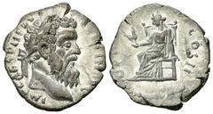 Pertinax AR Denarius, Ops reverse Pertinax (193 AD). AR Denarius (18 mm, 1.95 g), Roma (Rome). Obv. IMP CAES P HELV PERTIN AVG, laureate head to right. Rev. OPI DIVIN TR P COS II, Ops seated left, hol