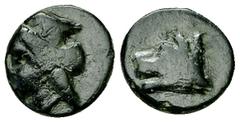 Uncertain Asia Minor mint, AE10 Uncertain mint in Asia minor. AE Hemichalkous (10 mm, 1.09 g), c. early 4th Century BC. Obv. Head of Hera wearing stephane left. Rev. Head of wolf to left. BCD 1120 ( t