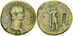 Claudius AE Sestertius, NCAPR countermark Claudius (41-54 AD). AE Sestertius (36 mm, 24.21 g), Roma (Rome), 50-54. Obv. TI CLAVDIVS CAESAR AVG P M TR P IMP P P, laureate head to right. Rev. SPES AVGVS