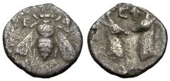 Ephesos AR Diobol, c. 380-340 BC Ephesos , Ionia. AR Diobol (10 mm, 0.85 g), c. 380-340 BC. Obv. Bee, E-Φ in fields. Rev. Foreparts of stags facing each other; EΦ above. SNG Aulock 1835; Klein KM, p. 